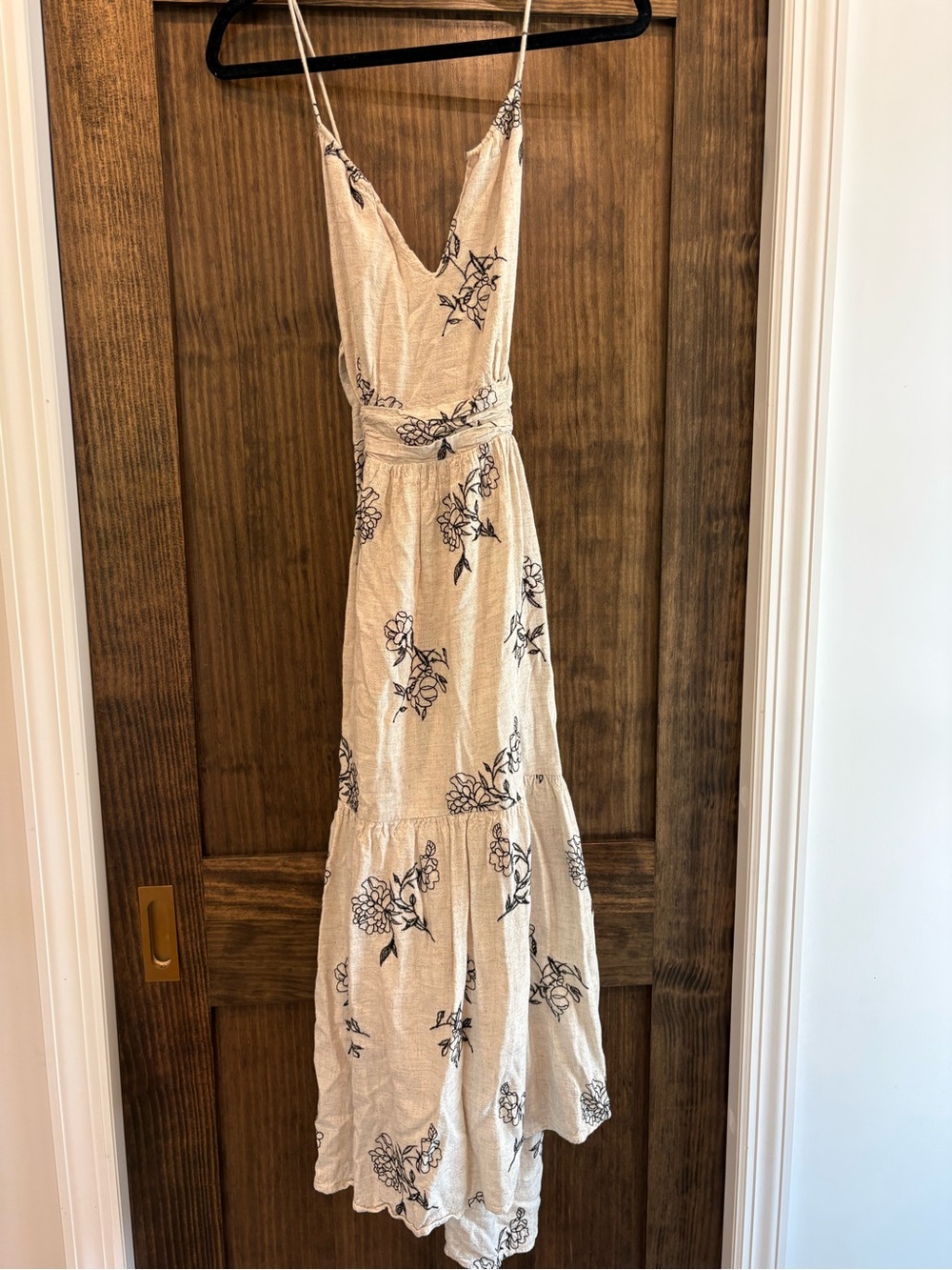 FORE Spaghetti Strap Floral Maxi Dress in Cream